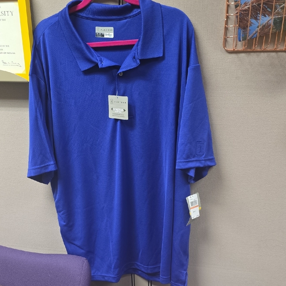 PGA Tour Men's Casual Button Down Shirt - Clematis Blue 3X